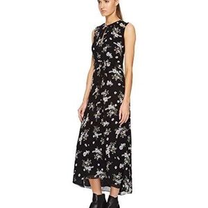 Vince Black Floral Maxi Dress 100% silk